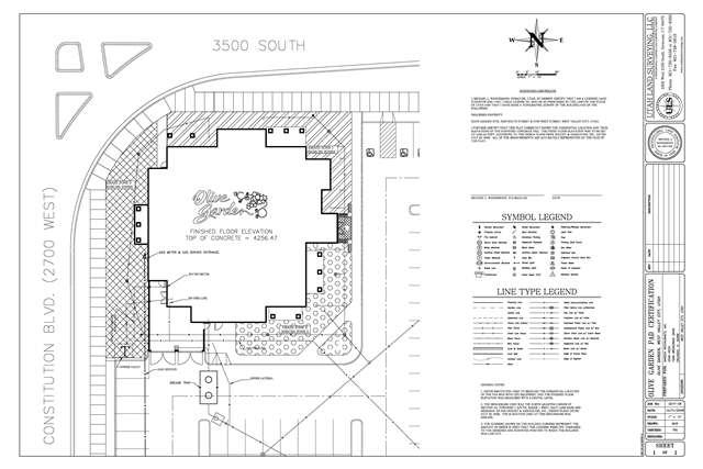 As-built survey for Olive Garden commercial property